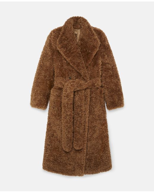 Stella McCartney Brown Belted Plush Teddy Coat