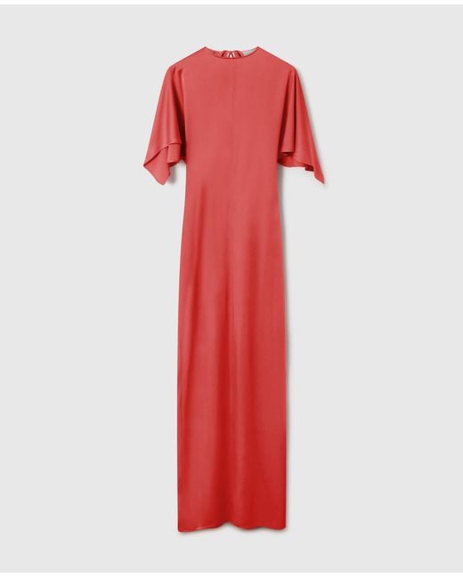 Stella McCartney Red Handkerchief Sleeve Satin Dress