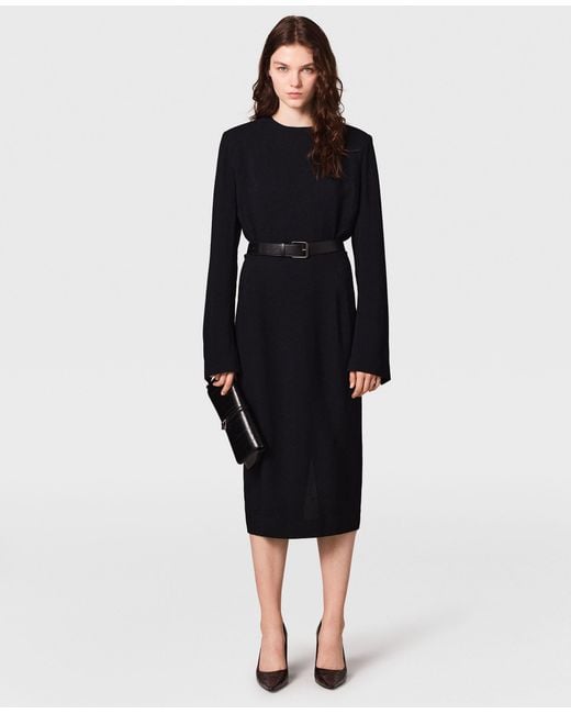 Stella McCartney Black Layered Sable Midi Dress