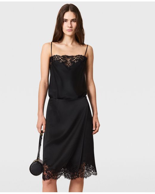 Stella McCartney Black Lace Satin Midi Skirt