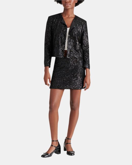 Steve Madden Black Cropped Sequin Jacket