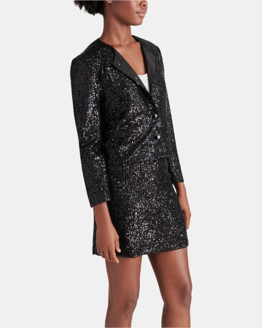 Steve Madden Black Cropped Sequin Jacket