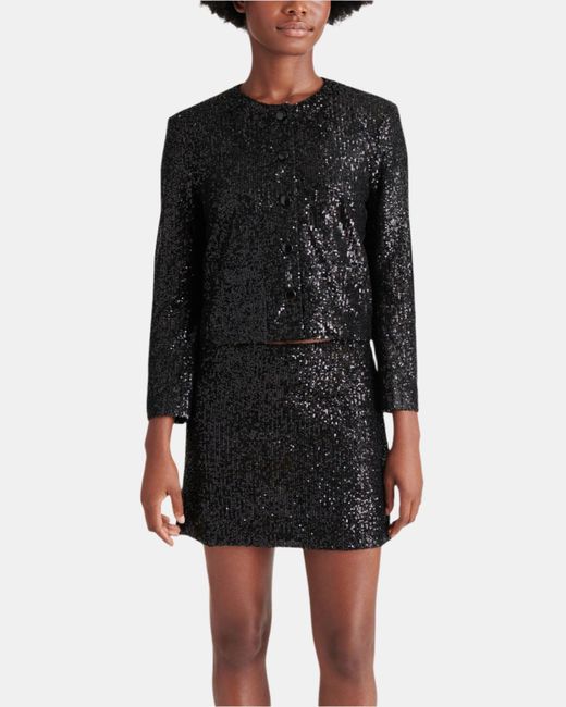 Steve Madden Black Cropped Sequin Jacket