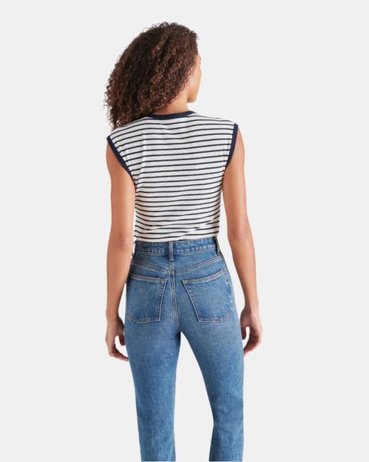 Steve Madden Blue Aubree Bodysuit Striped