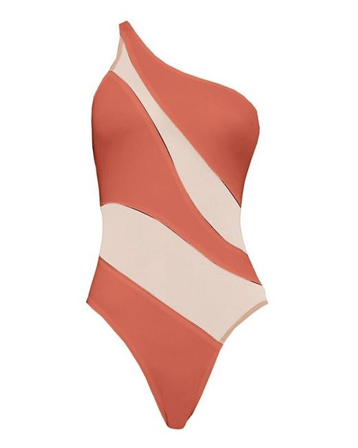 Norma Kamali Synthetic Snake Mesh Mio Onepiece Swimsuit in Papaya (Red