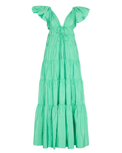 A.L.C. Luca Tiered Flutter Sleeve Maxi Dress in Green | Lyst