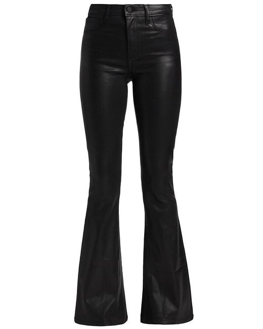 L'Agence Denim Marty Ultra High Rise Flared Coated Jean in Black | Lyst