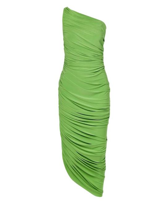 Norma Kamali Synthetic Diana Asymmetric Ruched Gown in Green | Lyst UK