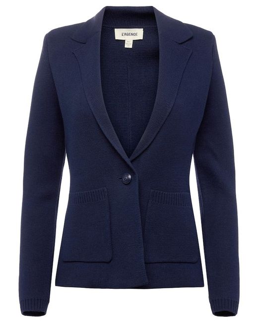 L'Agence Lacey Knit Blazer in Blue | Lyst