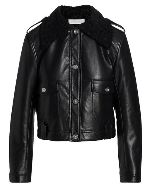 Jonathan Simkhai Callie Vegan Leather & Sherpa Jacket in Black | Lyst