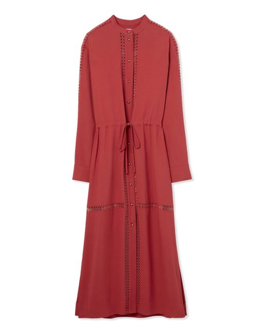 St. John Red Satin Back Crepe Dress