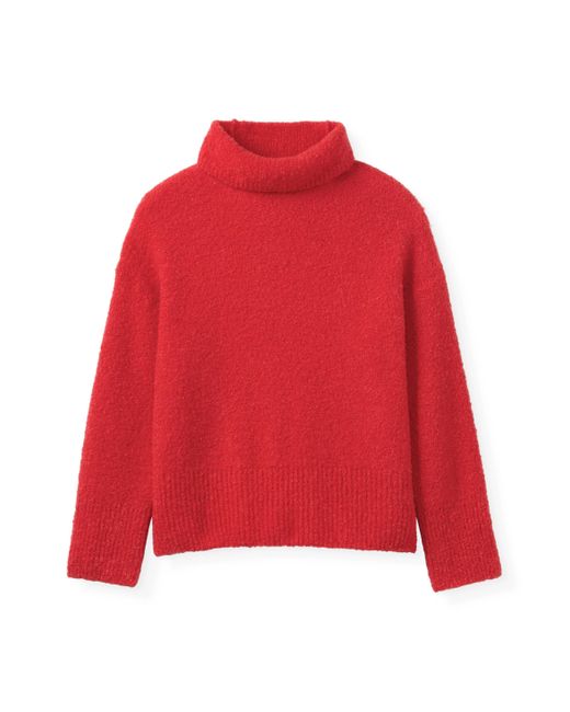 St. John Reverse Jersey Knit Turtleneck Sweater in Cherry (Red) | Lyst
