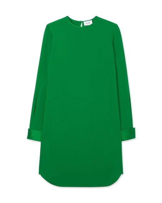 St. John Green Long Sleeve Satin Back Crepe Dress