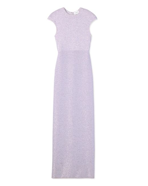 St. John Purple Sequin Knit Cap Sleeve Gown
