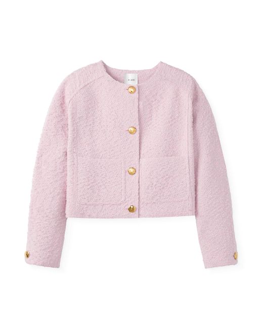 St. John Soft Boucle Sparkle Bonded Tweed Jacket in Pink | Lyst