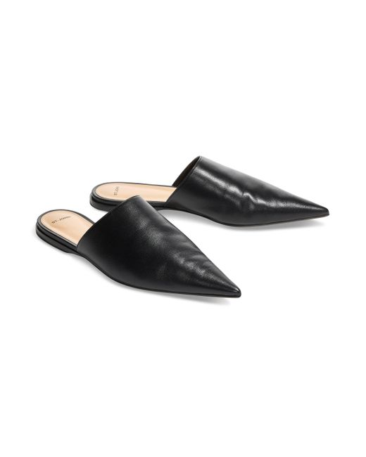 St. John Flat Leather Mule in Black Lyst