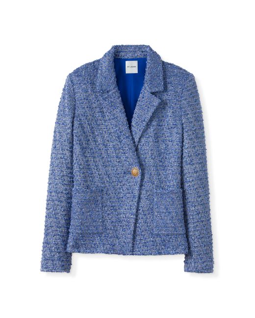 St. John Sparkle Eyelash Tweed Jacket in Blue | Lyst