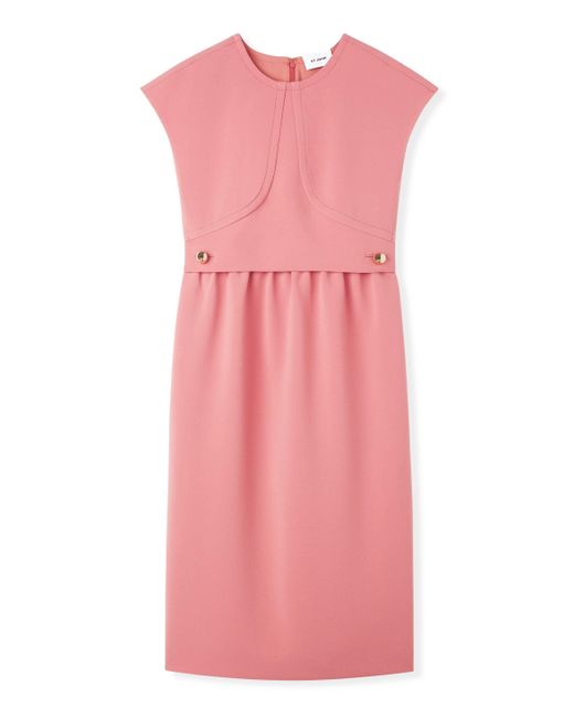 St. John Pink Collection Line Sleeveless Cady Midi-dress