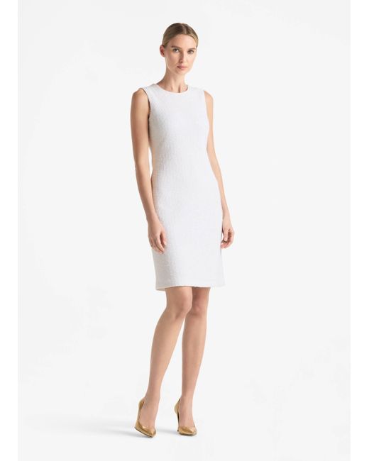 St. John Sleeveless Boucle Dress in White | Lyst