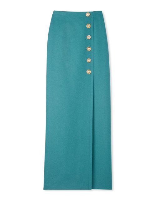 St. John Blue Italian Wool Gown Skirt