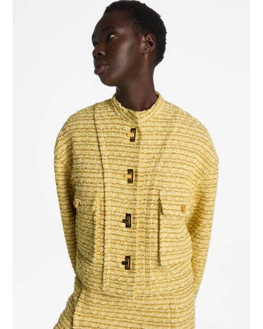 St. John Yellow Iconic Textured Tweed Jacket