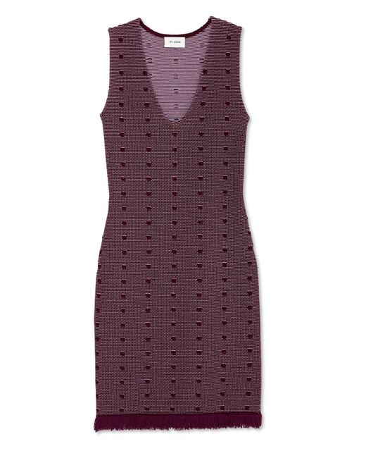 St. John Purple Bi-tonal Knit V-neck Dress