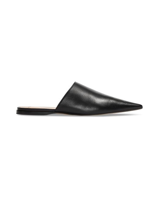 St. John Flat Leather Mule in Black Lyst