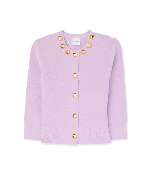 St. John Pink Studded Pique Knit Cardigan