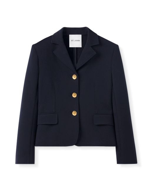 St. John Stretch Crepe Suit Jacket in Navy (Blue) | Lyst