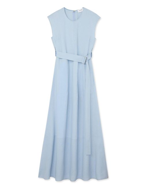 St. John Blue Textured Crepe Long Dress