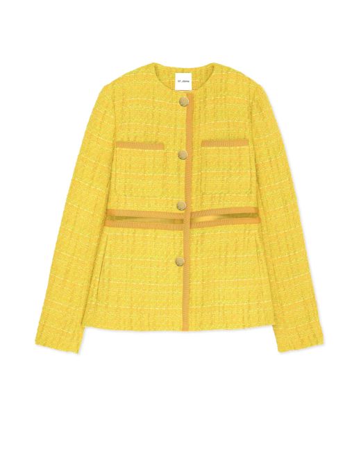 St. John Yellow Lurex Tweed And Organza Jacket