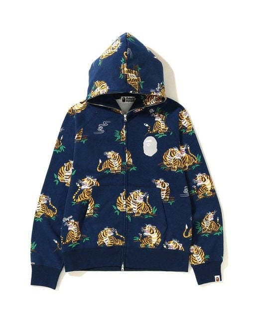 A Bathing Ape Tiger Pattern Full Zip Hoodie in Navy (Blue) for Men Lyst A Bathing Ape Tiger Pattern Full Zip Hoodie in Navy (Blue) for Men Lyst