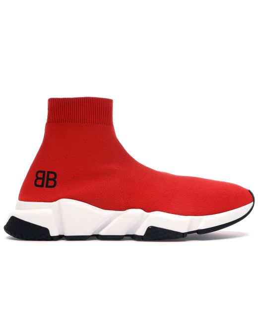 red and white balenciaga speed trainer