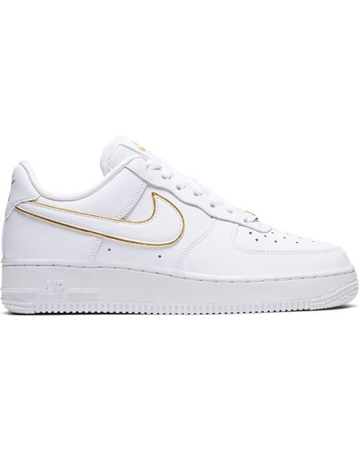 nike air force ones white and gold