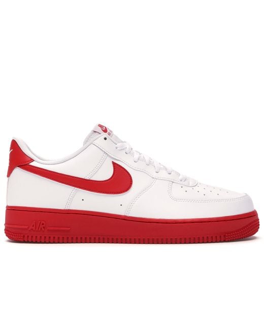 mens nike air force 1 white and red