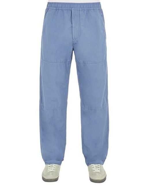 Pantalons coton, lin Stone Island pour homme en coloris Blue