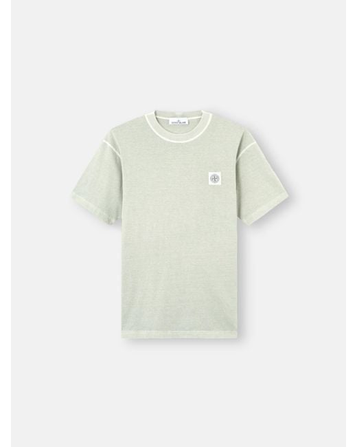 Stone Island White "Fissato" Cotton T-Shirt for men