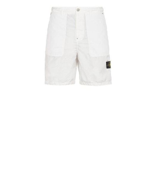 Stone Island White Bermuda Shorts Polyester for men