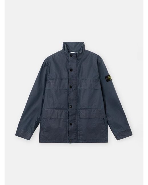 Stone Island Blue 4100024 Waxed Pigment Cotton Tela for men