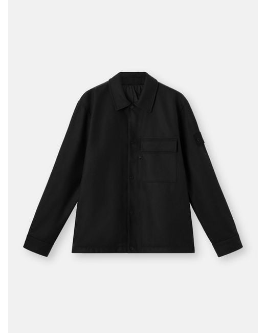 Stone Island 1200028 Wool Nylon Flannel Ghost in Black for Men