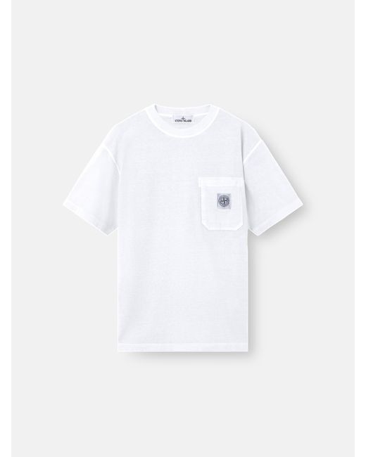 Stone Island White 2100032 Organic Cotton Jersey 'Fissato' Effect for men