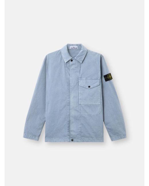 Stone Island Blue 1200001 Organic Cotton Stretch Broken Twill 'Old' Effect for men