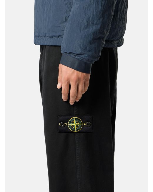 3100014 Organic Panama Cotton 'Old' Effect Stone Island de hombre de color Black