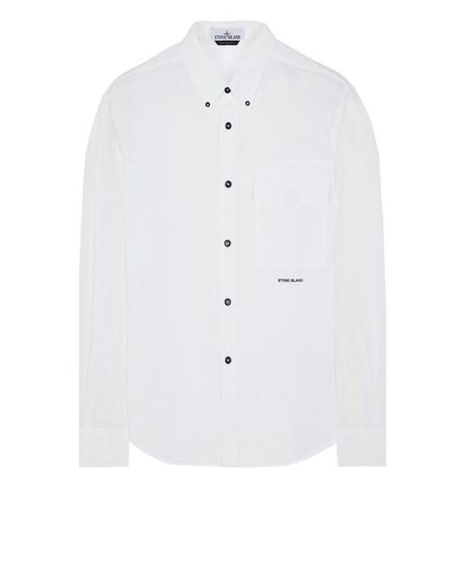 Stone Island White Shirts Cotton, Linen for men