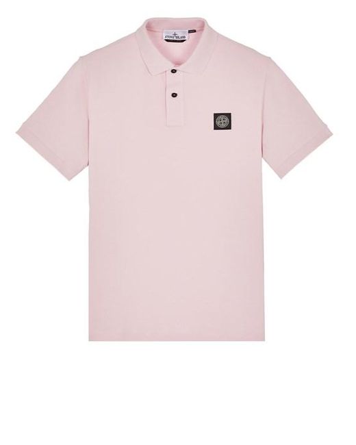 Stone Island Pink Polo Shirt Cotton, Elastane for men