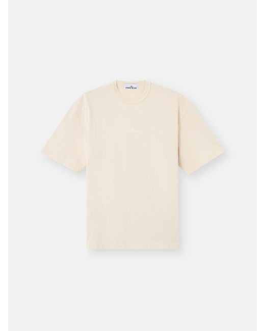 2100025 Combed Organic Cotton Jersey di Stone Island in White da Uomo