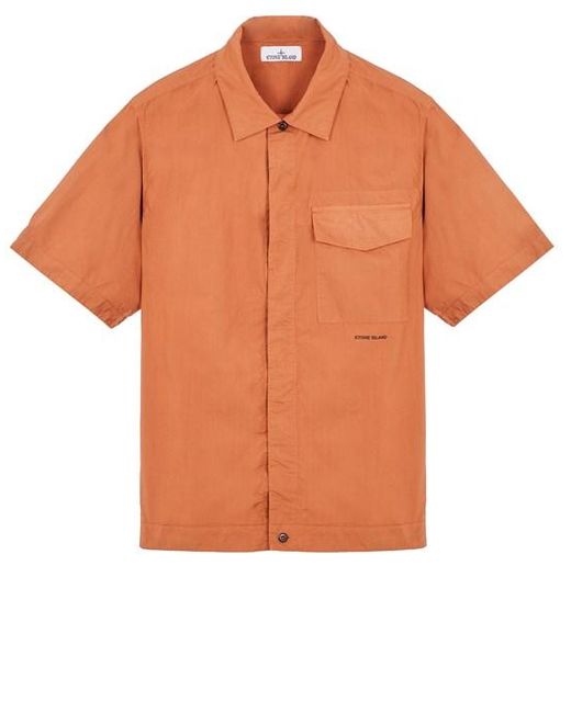 Stone Island Orange Shirts Cotton for men