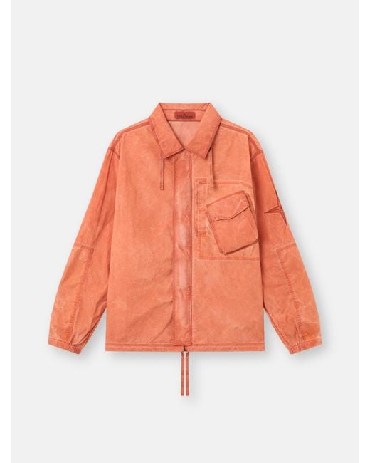 Stone Island Orange 1200036 Uneven Pigment Dyed Nylon Smerigliato + Nylon Canvas for men