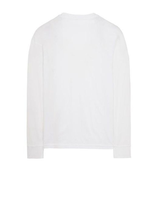 T-shirt a maniche lunghe cotone di Stone Island in White da Uomo