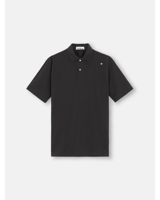 Stone Island Black 203G4 50/2 Organic Cotton Piqué Stellina for men